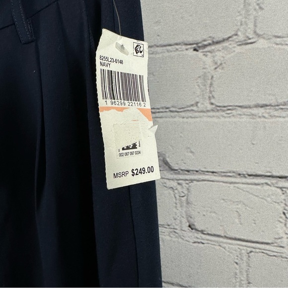 Paige Aracelli Pleated Wide Leg Pants Trousers High Rise Cuffed Hem Navy 2 NWT - Picture 4 of 9